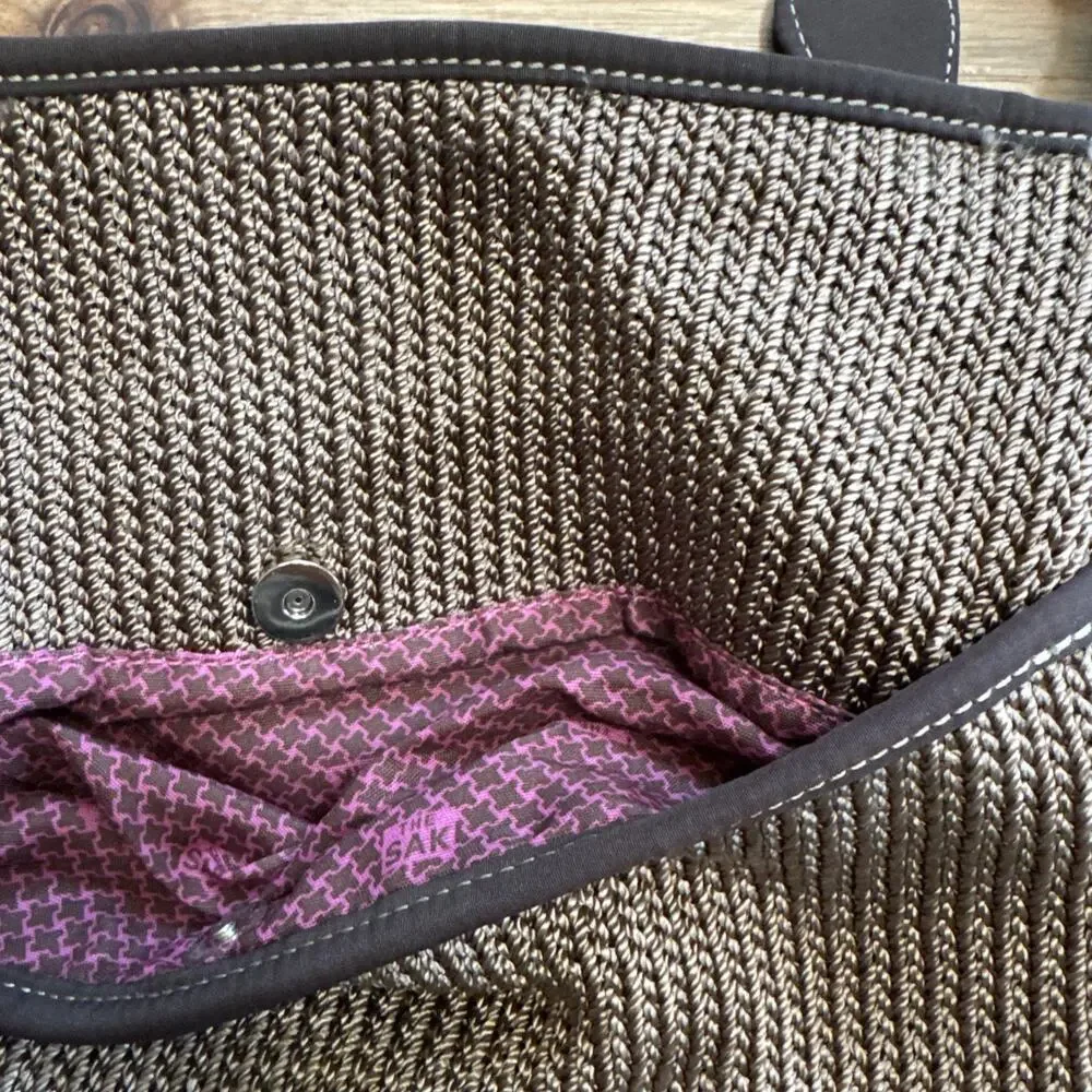 The‎ SAK Brown Crochet Braided Purse Shoulder Bag Pink Brown Interior